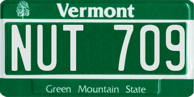 VT license plate NUT709