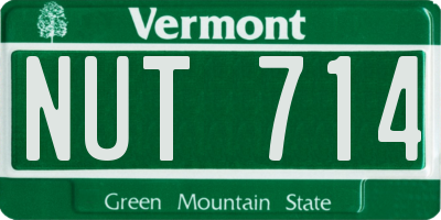 VT license plate NUT714