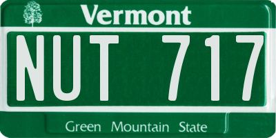 VT license plate NUT717