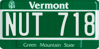 VT license plate NUT718