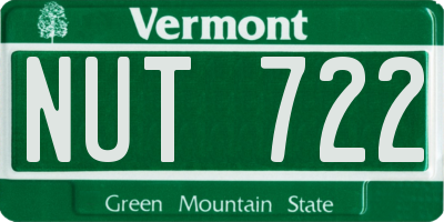 VT license plate NUT722