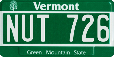 VT license plate NUT726