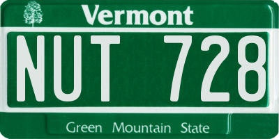 VT license plate NUT728
