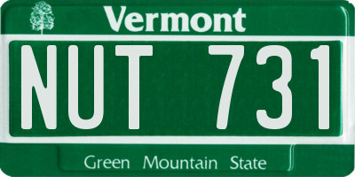 VT license plate NUT731
