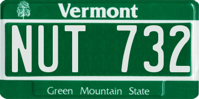 VT license plate NUT732