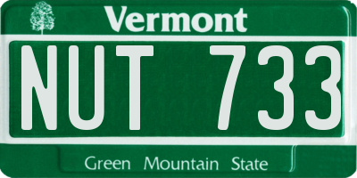 VT license plate NUT733