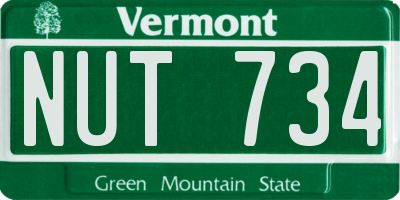VT license plate NUT734