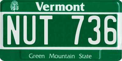 VT license plate NUT736