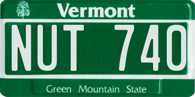 VT license plate NUT740