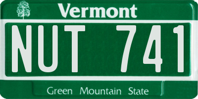 VT license plate NUT741