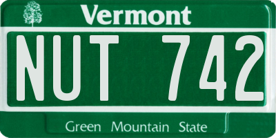 VT license plate NUT742