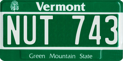 VT license plate NUT743