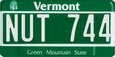 VT license plate NUT744