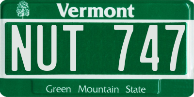 VT license plate NUT747
