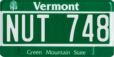 VT license plate NUT748
