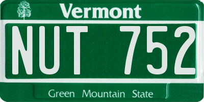 VT license plate NUT752