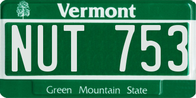 VT license plate NUT753