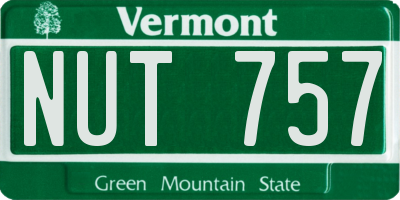 VT license plate NUT757