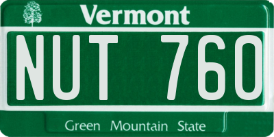 VT license plate NUT760
