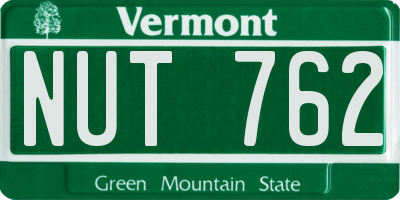 VT license plate NUT762
