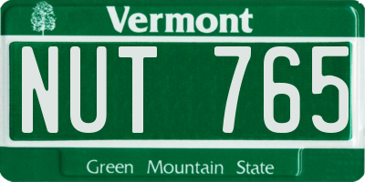 VT license plate NUT765