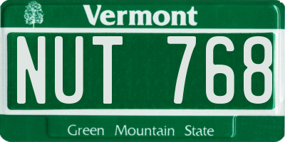 VT license plate NUT768