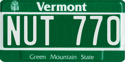 VT license plate NUT770