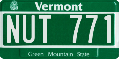 VT license plate NUT771