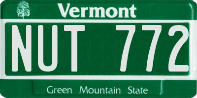 VT license plate NUT772