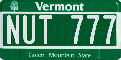 VT license plate NUT777