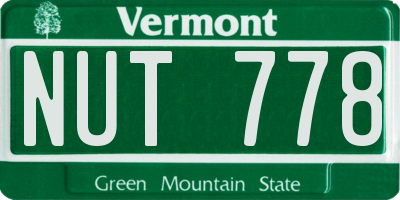 VT license plate NUT778