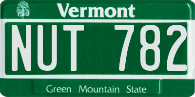 VT license plate NUT782