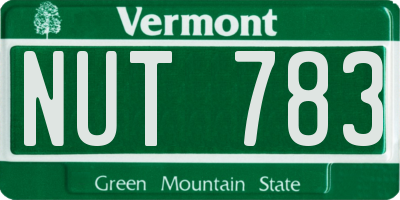 VT license plate NUT783