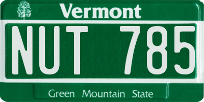 VT license plate NUT785
