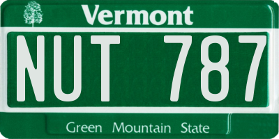 VT license plate NUT787