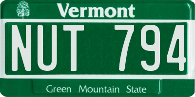 VT license plate NUT794