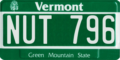 VT license plate NUT796