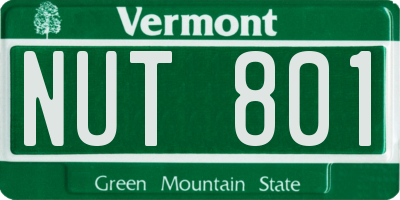 VT license plate NUT801