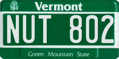 VT license plate NUT802