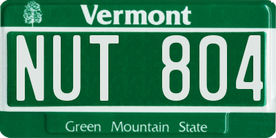 VT license plate NUT804