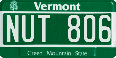 VT license plate NUT806