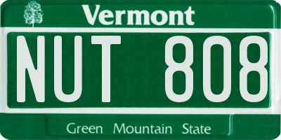 VT license plate NUT808