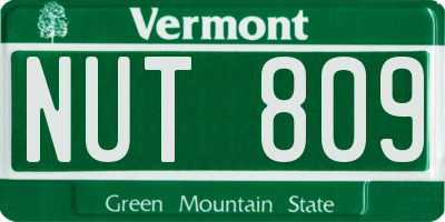 VT license plate NUT809