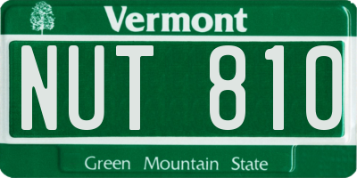 VT license plate NUT810