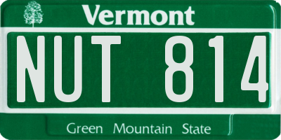 VT license plate NUT814