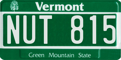 VT license plate NUT815