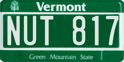 VT license plate NUT817