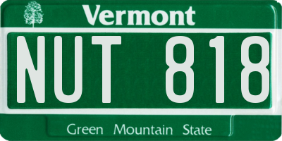 VT license plate NUT818