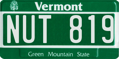 VT license plate NUT819