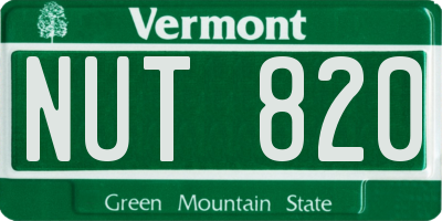 VT license plate NUT820